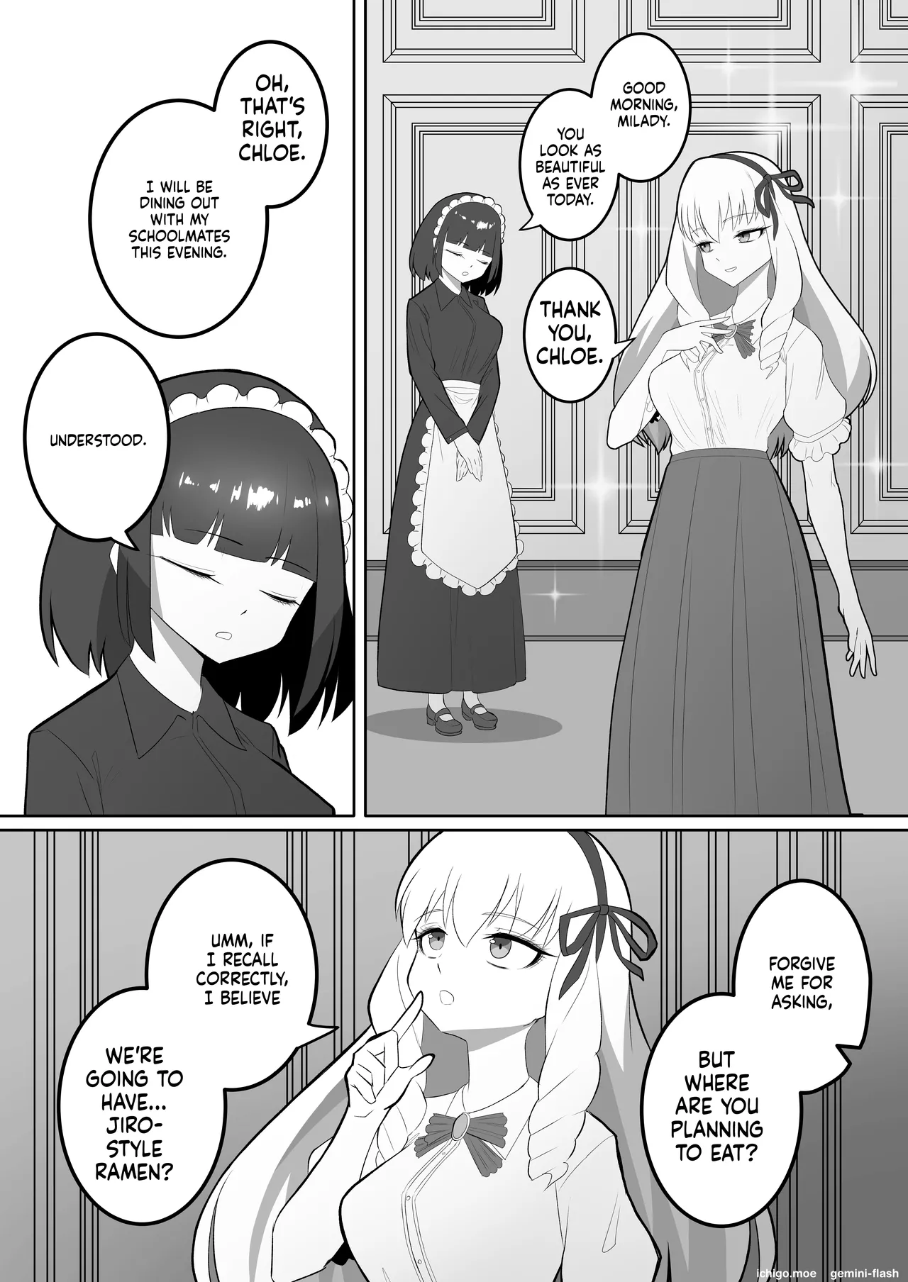 A young lady who gets really fat and her maid who goes crazy – Chapter 1 – page 1