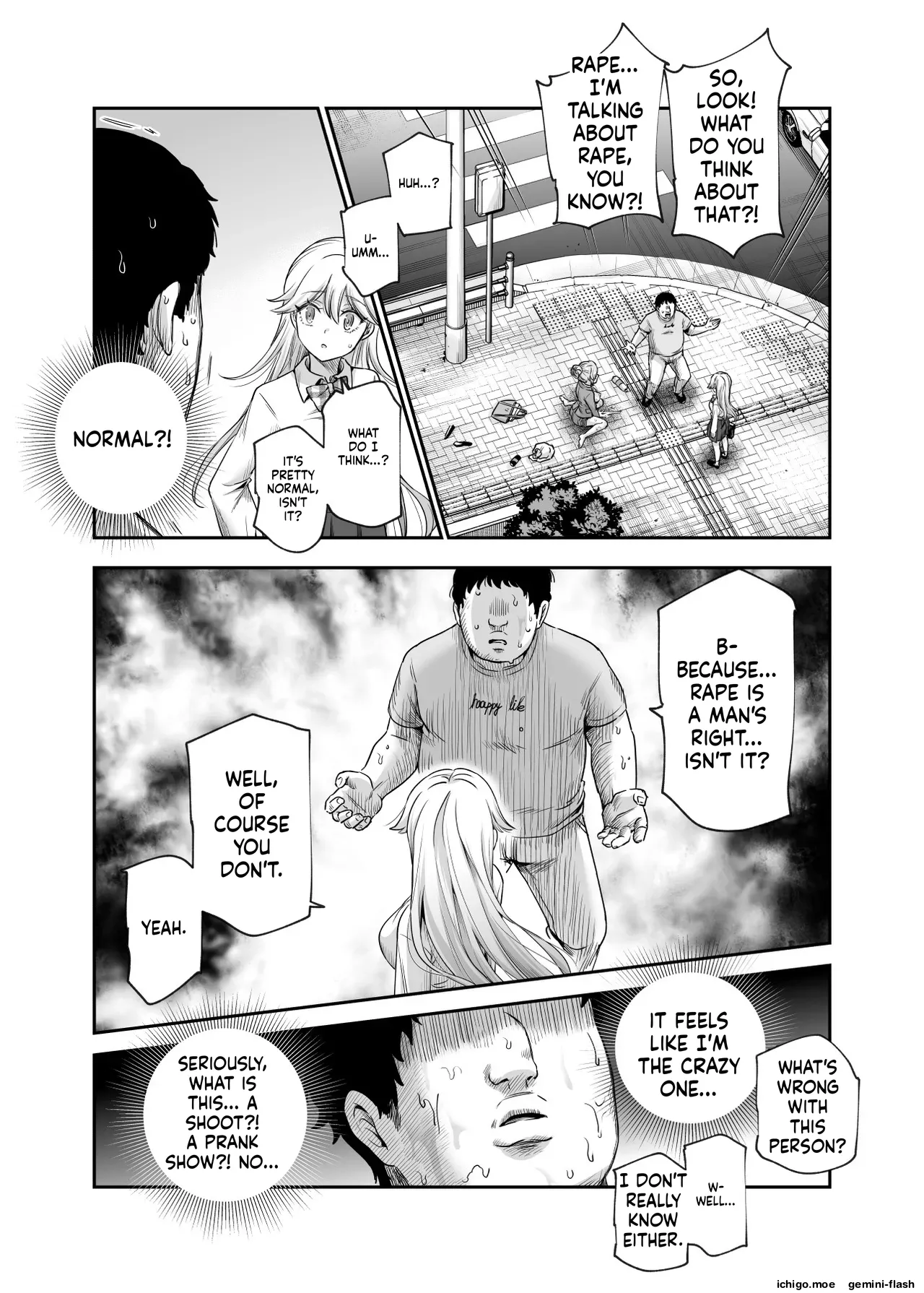 EX: A town where non-consensual sex is recognized as a man’s right. In all cases, the man’s sexual desires will take precedence. — preview page 12