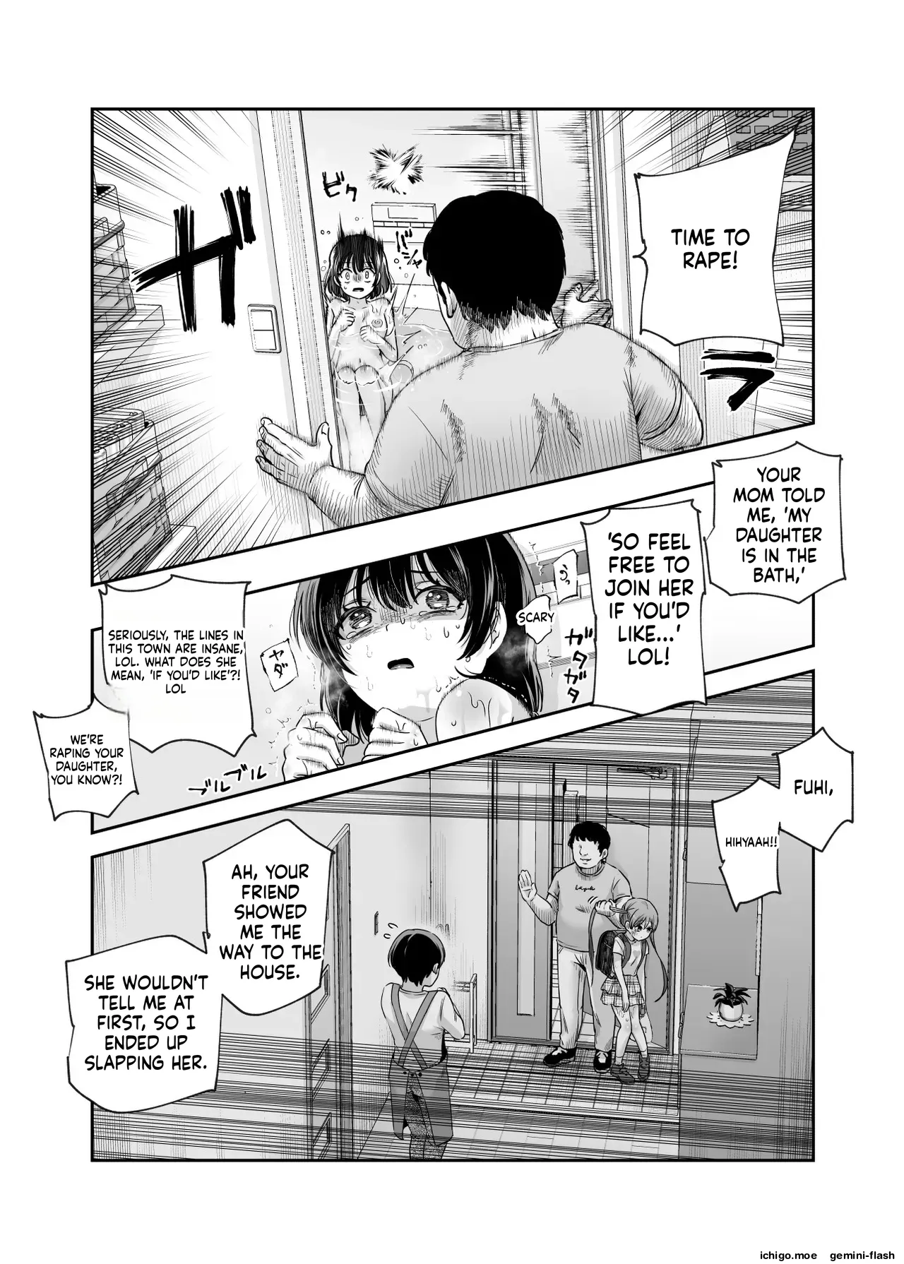 EX: A town where non-consensual sex is recognized as a man’s right. In all cases, the man’s sexual desires will take precedence. – Chapter 1 – page 43