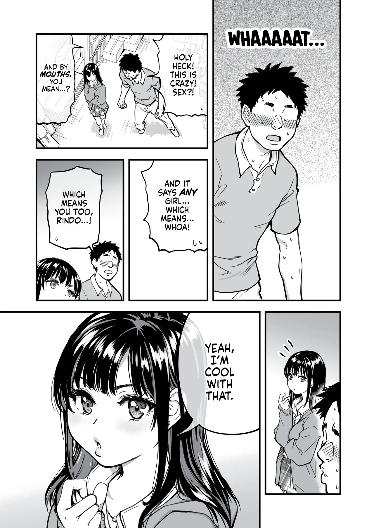 Honkou no Zen Joshi Seito no Ue no Kuchi to Shita no Kuchi wa Nakayoshi Houdai datte Shitteru no wa Ore dake?! | One Dick to Rule Them All – Chapter 1 – page 24