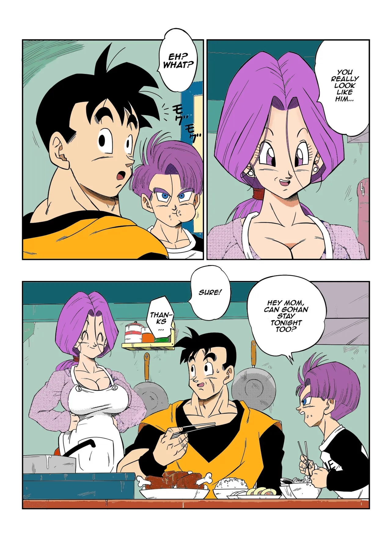 lots of sex in the future! Bulma and Gohan manga colors — preview page 3