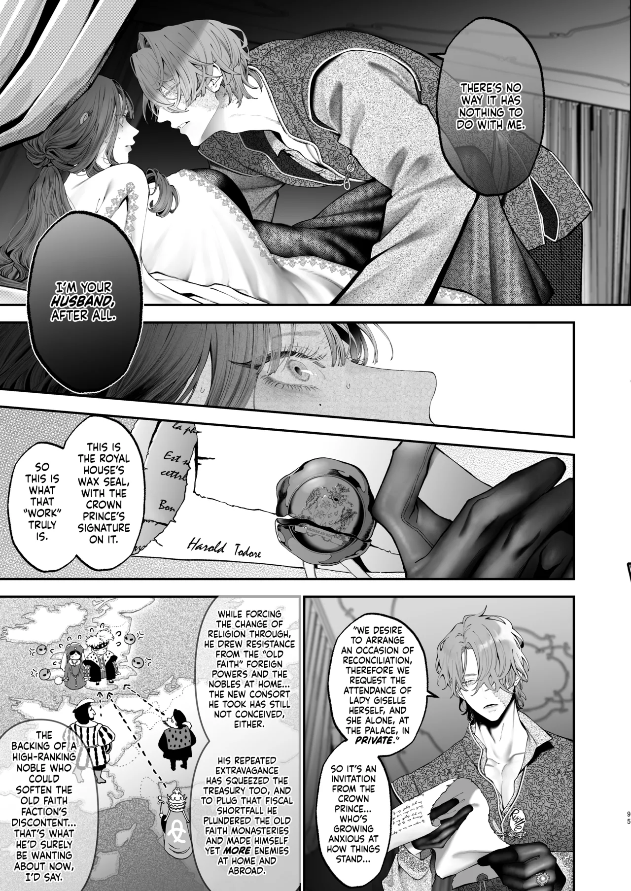 Houtou Kizoku wa Moto Outaishihi to no Haramasekon de Isogashii – The Rake and The Once Crowned Princess – Chapter 1 – page 94